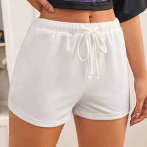 SHEIN White Athletic Drawstring Shorts